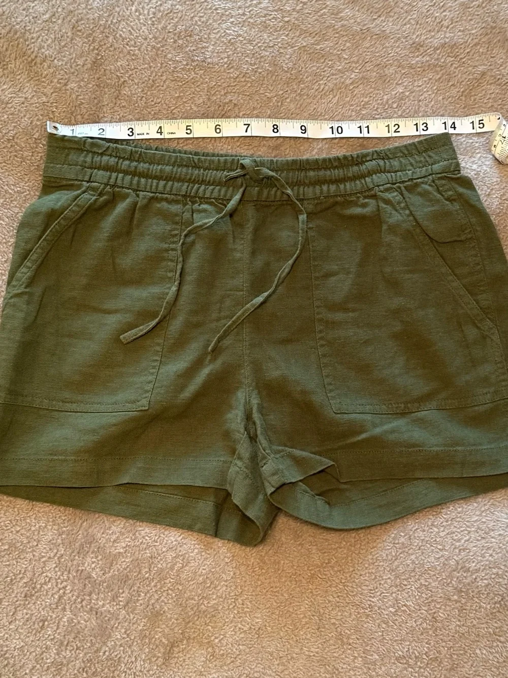 J.Crew | Olive Linen-Blend Drawstring Shorts | Size = XXS - Picture 5 of 8
